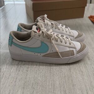 Nike White and Teal Sneakers